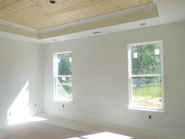 258 Candlewood Ln, Gaffney, SC 29341 - spare room featuring wooden ceiling, healthy amount of natural light, and a tray ceiling
