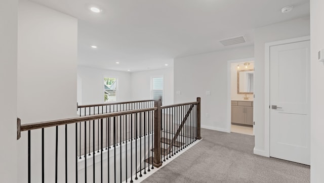 315 Fiery, Mauldin, SC 29607 - hallway featuring an upstairs landing, carpet floors, recessed lighting, and baseboards