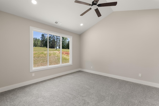 3135 E Croft, Spartanburg, SC 29302 - carpeted empty room featuring recessed lighting, a ceiling fan, baseboards, and lofted ceiling