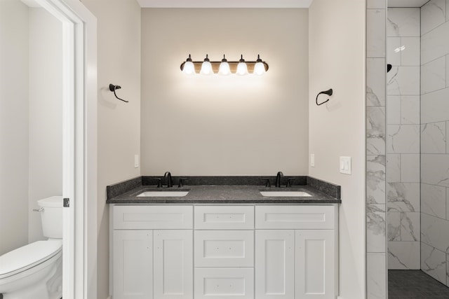 3135 E Croft, Spartanburg, SC 29302 - full bath featuring toilet, a tile shower, and double vanity
