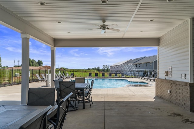 1267 Westgate Vlg, Spartanburg, SC 29301 - view of patio / terrace with a community pool and ceiling fan