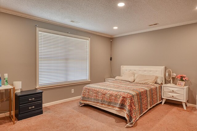 955 Baggett Rd, Enoree, SC 29335 - carpeted bedroom featuring crown molding, recessed lighting, baseboards, and a textured ceiling