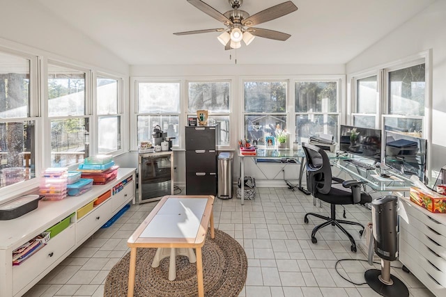 204 Thornhill, Spartanburg, SC 29301 - sunroom featuring wine cooler, lofted ceiling, and tile patterned flooring