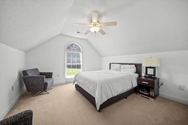 123 S Lake Emory, Inman, SC 29349 - carpeted bedroom with vaulted ceiling, baseboards, and ceiling fan