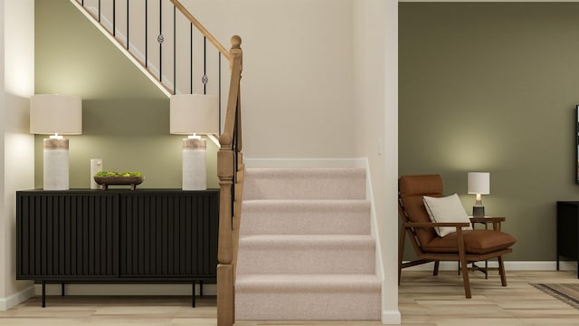 1612 Wren Crk, Boiling Springs, SC 29316 - staircase with wood finished floors and baseboards