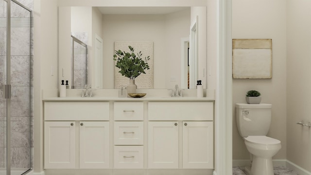 1612 Wren Crk, Boiling Springs, SC 29316 - full bathroom with toilet, double vanity, a stall shower, and baseboards