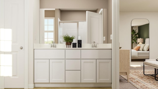 1066 Cleveland Mdws, Spartanburg, SC 29303 - ensuite bathroom with double vanity and a shower with door