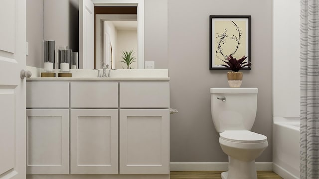 1066 Cleveland Mdws, Spartanburg, SC 29303 - full bathroom featuring toilet, vanity, baseboards, and wood finished floors