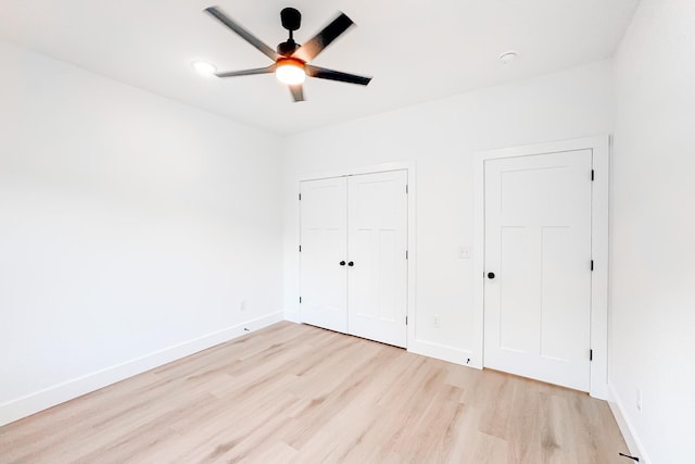 1623 Fairfield, Chesnee, SC 29323 - unfurnished bedroom featuring light wood-style flooring, baseboards, a closet, and ceiling fan