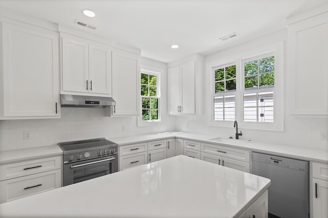 130 Market Bay, Simpsonville, SC 29681 - kitchen with dishwashing machine, under cabinet range hood, high end stainless steel range, a sink, and light countertops