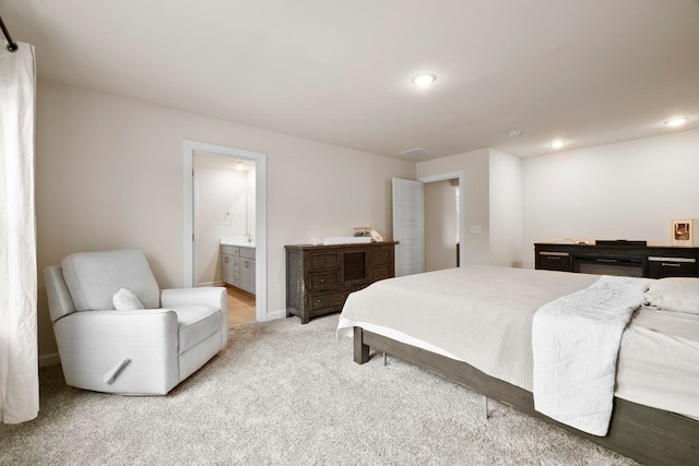 813 Elgon Walk, Fountain Inn, SC 29644 - bedroom featuring light carpet, recessed lighting, and ensuite bathroom