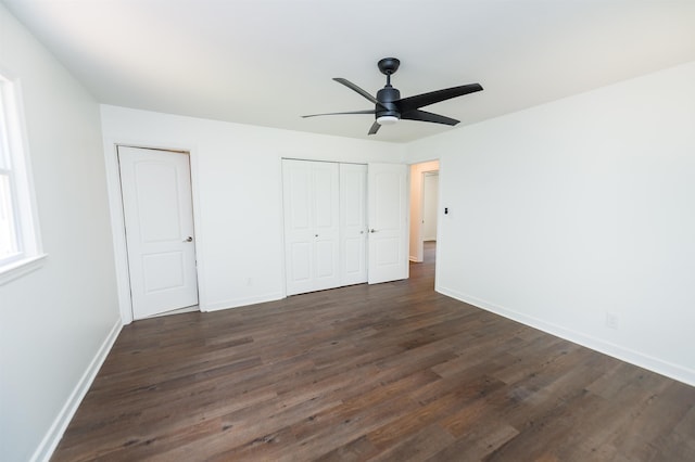 1635 Riveroak Rd, Inman, SC 29349 - unfurnished bedroom with dark wood finished floors, baseboards, and a ceiling fan
