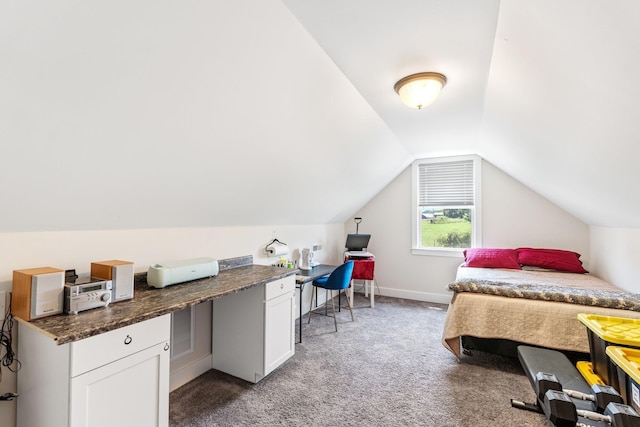 222 Blease Horton, Boiling Springs, SC 29316 - bedroom featuring light carpet, vaulted ceiling, a desk, and baseboards