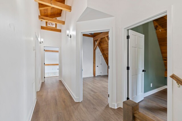 868 Old Hundred, Pelzer, SC 29669 - hall with light wood-style floors, wood ceiling, and baseboards