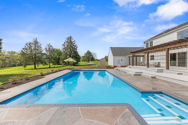 868 Old Hundred, Pelzer, SC 29669 - outdoor pool featuring a pergola, a patio area, and a lawn