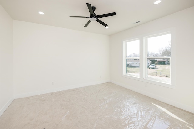 3621 Pennington, Greer, SC 29651 - spare room with recessed lighting, baseboards, and a ceiling fan