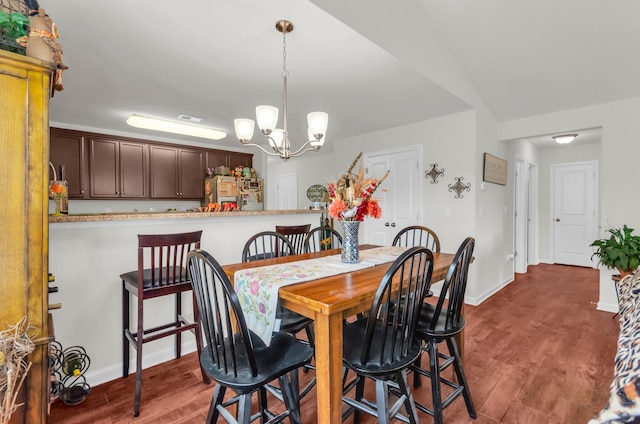 651 Willow Bank, Moore, SC 29369 - dining space featuring dark wood-type flooring, a chandelier, and baseboards