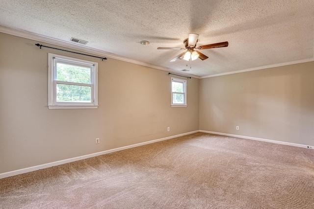 9 Powell, Inman, SC 29349 - carpeted empty room featuring crown molding, ceiling fan, baseboards, and a textured ceiling