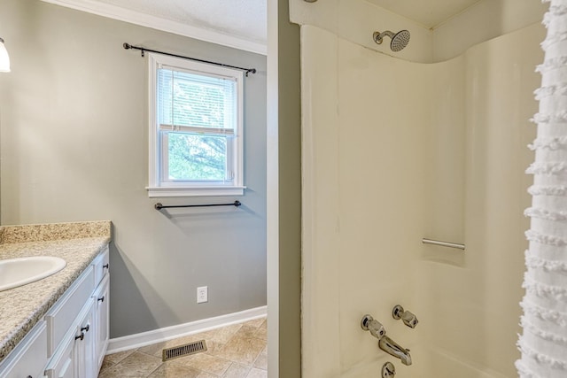 9 Powell, Inman, SC 29349 - full bath featuring shower / washtub combination, vanity, ornamental molding, and baseboards