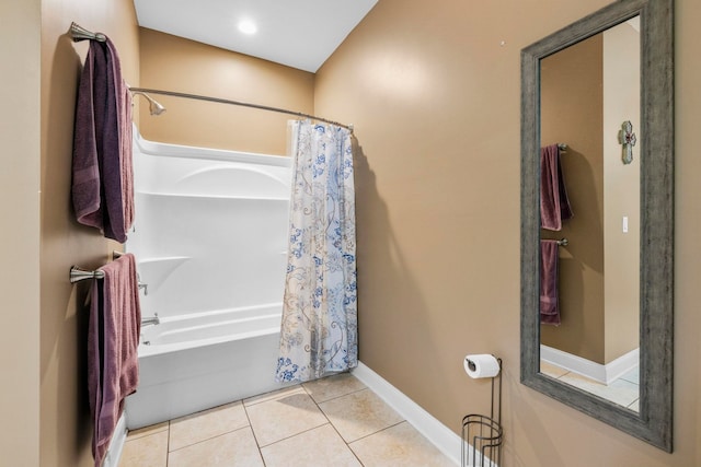 2131 Brockman Mcclimon, Greer, SC 29651 - bathroom featuring shower / bathtub combination with curtain, tile patterned flooring, and baseboards