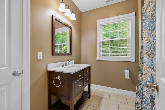 2131 Brockman Mcclimon, Greer, SC 29651 - bathroom with vanity, baseboards, and tile patterned floors