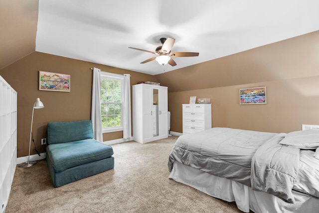 2131 Brockman Mcclimon, Greer, SC 29651 - bedroom featuring vaulted ceiling, light colored carpet, baseboards, and a ceiling fan