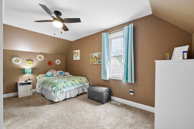 2131 Brockman Mcclimon, Greer, SC 29651 - carpeted bedroom featuring vaulted ceiling, baseboards, and a ceiling fan