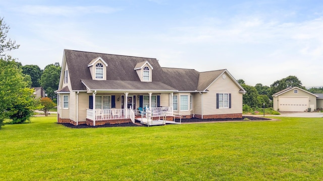11 Midland, Taylors, SC 29687 - cape cod home with covered porch, a front lawn, a garage, and crawl space