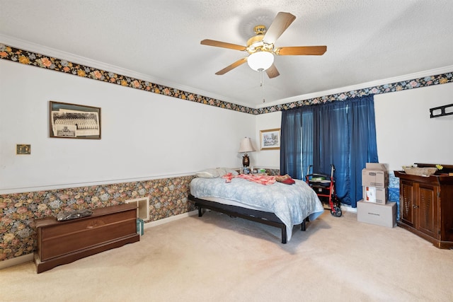 11 Midland, Taylors, SC 29687 - carpeted bedroom featuring ornamental molding, ceiling fan, and a textured ceiling