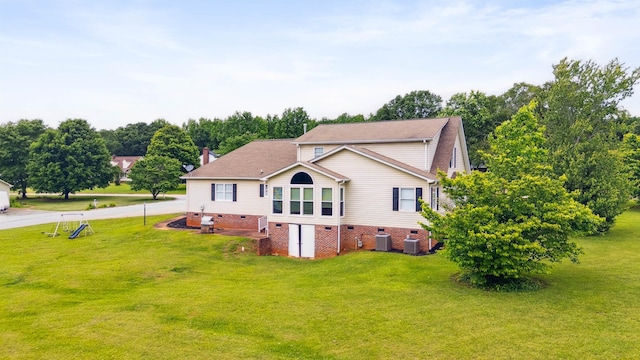 11 Midland, Taylors, SC 29687 - view of property exterior with central AC, a yard, crawl space, and a chimney