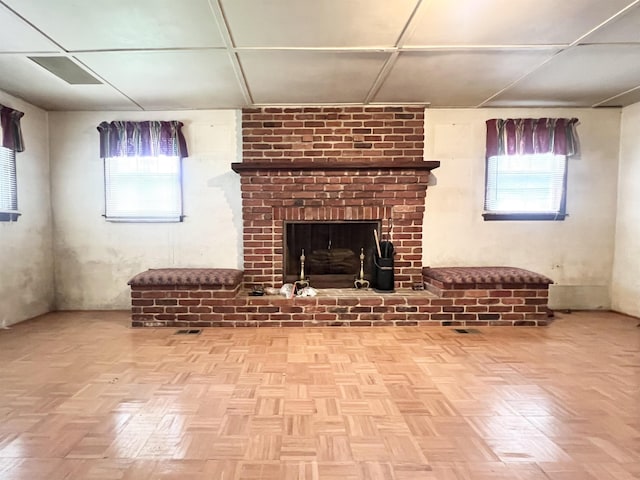 453 Lucerne, Spartanburg, SC 29302 - unfurnished living room featuring plenty of natural light and a fireplace