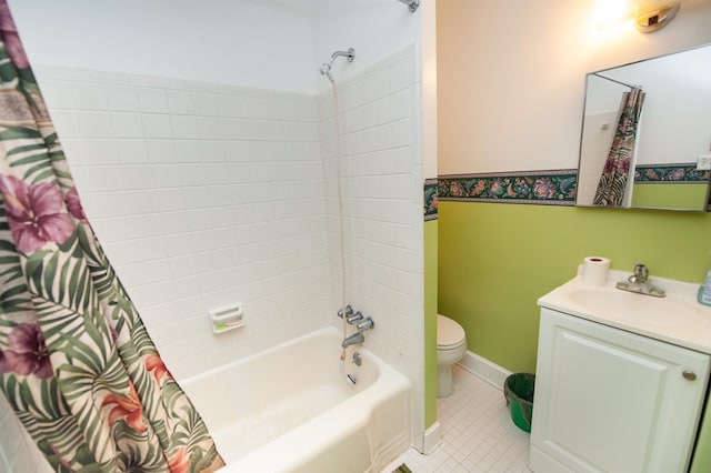 107 Anita, Spartanburg, SC 29302 - bathroom with vanity, toilet, shower / bath combo with shower curtain, and tile patterned flooring