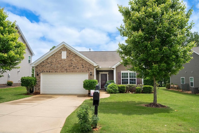 175 Castleton, Boiling Springs, SC 29316 - single story home featuring brick siding, a garage, concrete driveway, and a front yard