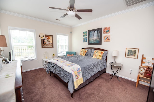 175 Castleton, Boiling Springs, SC 29316 - bedroom featuring crown molding, carpet, baseboards, and a ceiling fan