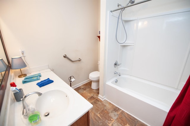 175 Castleton, Boiling Springs, SC 29316 - full bath with stone finish floors, vanity, toilet, shower / washtub combination, and baseboards
