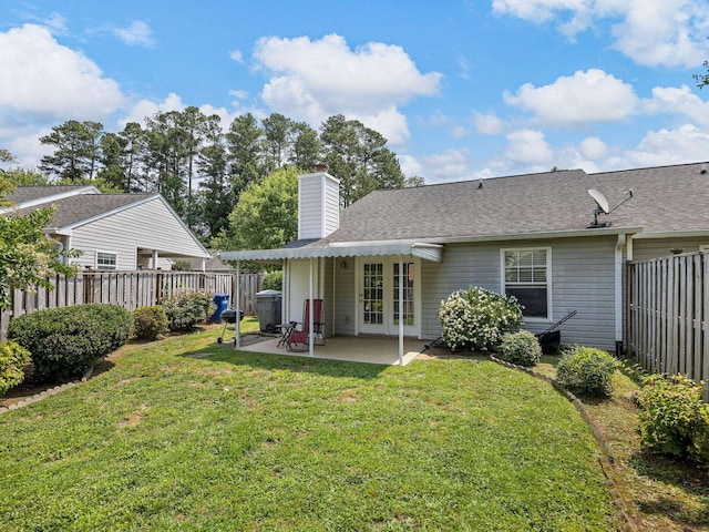 1156 Webber, Spartanburg, SC 29307 - rear view of house with a patio, a chimney, roof with shingles, and french doors