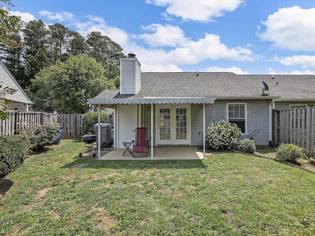 1156 Webber, Spartanburg, SC 29307 - rear view of property featuring a patio area, french doors, a chimney, and a shingled roof
