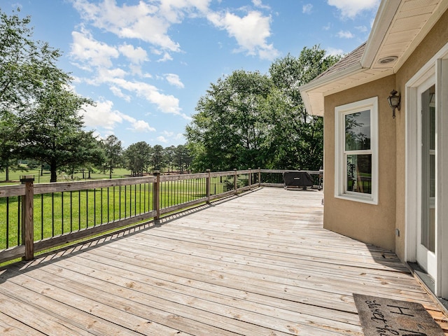 760 Three Wood, Woodruff, SC 29388 - wooden deck featuring a yard and view of scattered trees