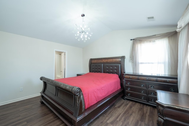 170 Old Timber, Woodruff, SC 29388 - bedroom featuring vaulted ceiling, dark wood-style flooring, and baseboards