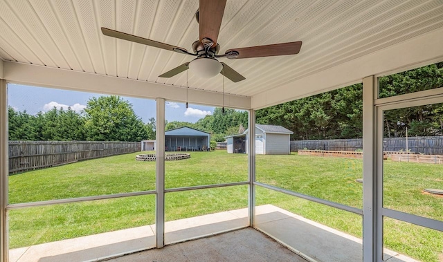 217 Legacy, Inman, SC 29349 - unfurnished sunroom with ceiling fan