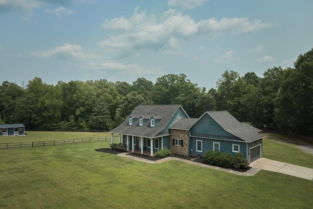 355 Night Lark, Campobello, SC 29322 - view of front of property with a porch, driveway, a garage, and a wooded view