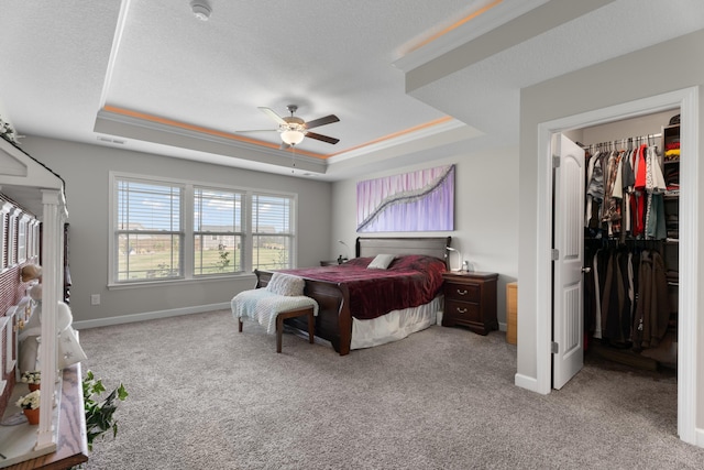 309 Old Kimbrell, Boiling Springs, SC 29316 - bedroom featuring a tray ceiling, a spacious closet, carpet flooring, and baseboards