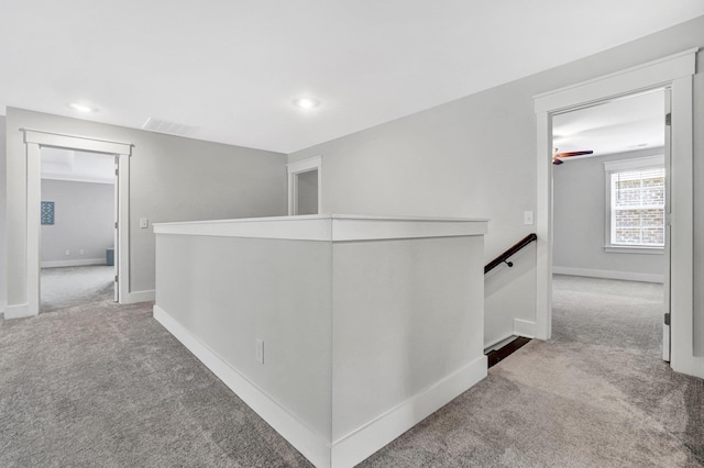 206 Hoss, Greenville, SC 29615 - hall featuring an upstairs landing, carpet flooring, baseboards, and recessed lighting