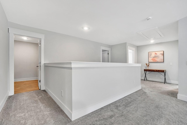 206 Hoss, Greenville, SC 29615 - hallway with attic access, carpet, and baseboards