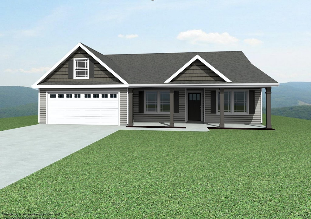 178 Double Crk, Gaffney, SC 29341 - view of front of property featuring concrete driveway, a front yard, covered porch, and roof with shingles