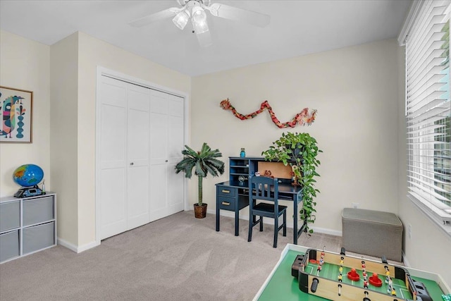 16 Chariot, Simpsonville, SC 29681 - game room featuring plenty of natural light, ceiling fan, carpet floors, and baseboards