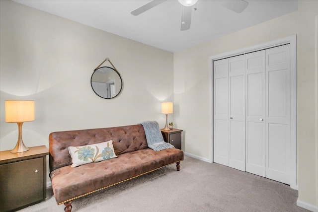 16 Chariot, Simpsonville, SC 29681 - living area featuring ceiling fan, carpet flooring, and baseboards