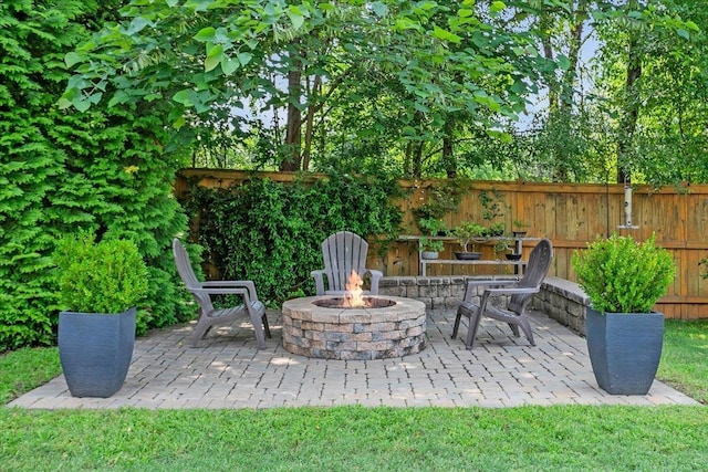 16 Chariot, Simpsonville, SC 29681 - view of patio with an outdoor fire pit