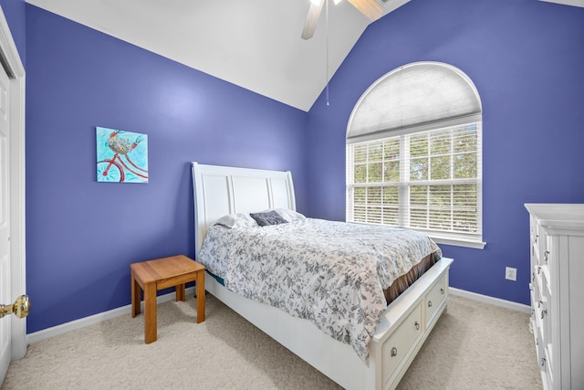 6533 NW Derby, Concord, NC 28027 - bedroom with light colored carpet, lofted ceiling, a ceiling fan, and baseboards