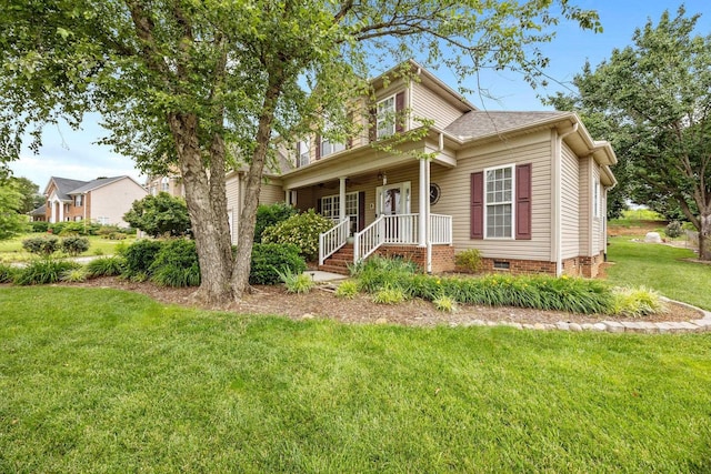 6533 NW Derby, Concord, NC 28027 - view of front of home featuring a front lawn, covered porch, and crawl space